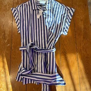 J. Crew Blue and White Striped Blouse